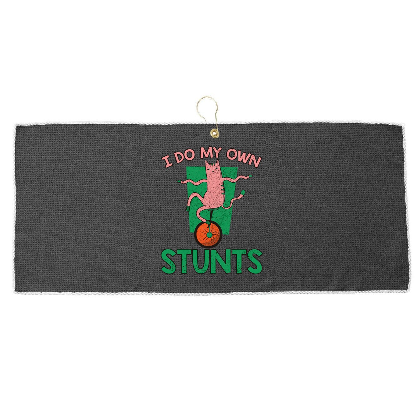I Do My Own Stunts Funny Cat Gift Large Microfiber Waffle Golf Towel
