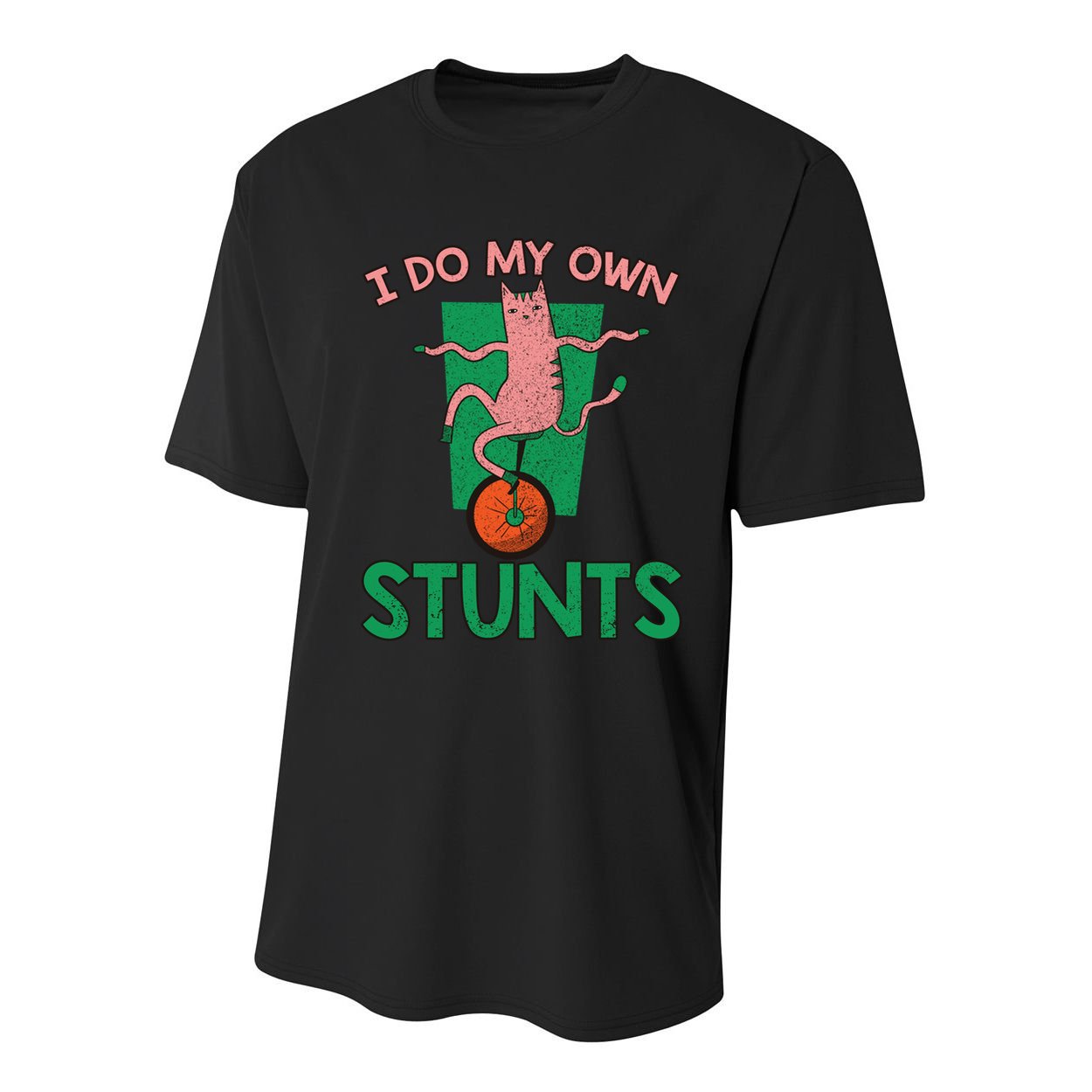 I Do My Own Stunts Funny Cat Gift Youth Performance Sprint T-Shirt