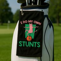 I Do My Own Stunts Funny Cat Gift Golf Towel