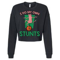 I Do My Own Stunts Funny Cat Gift Cropped Pullover Crew