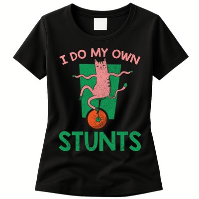 I Do My Own Stunts Funny Cat Gift Womens T-Shirt