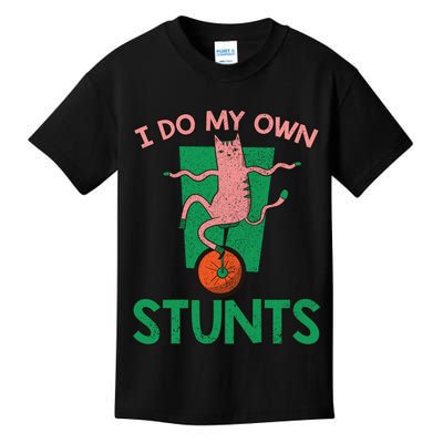 I Do My Own Stunts Funny Cat Gift Kids T-Shirt