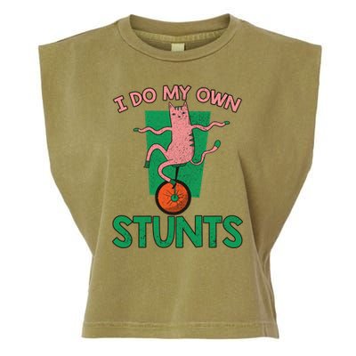 I Do My Own Stunts Funny Cat Gift Garment-Dyed Women's Muscle Tee