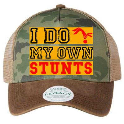 I Do My Own Stunts Funny Broken Bone Injury Get Well Legacy Tie Dye Trucker Hat