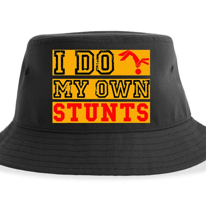 I Do My Own Stunts Funny Broken Bone Injury Get Well Sustainable Bucket Hat