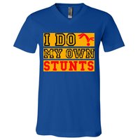 I Do My Own Stunts Funny Broken Bone Injury Get Well V-Neck T-Shirt