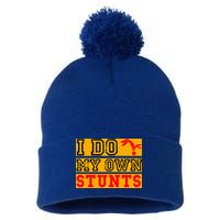 I Do My Own Stunts Funny Broken Bone Injury Get Well Pom Pom 12in Knit Beanie