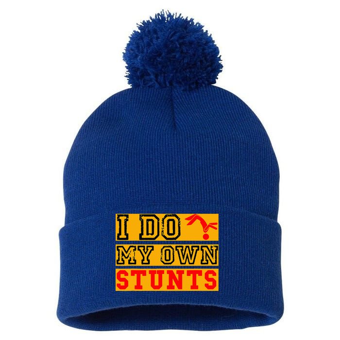 I Do My Own Stunts Funny Broken Bone Injury Get Well Pom Pom 12in Knit Beanie