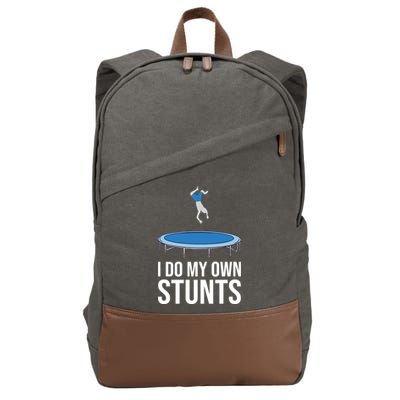 I do my own stunts funny trampoline gymnastic trampolinist gift Cotton Canvas Backpack