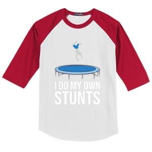 I do my own stunts funny trampoline gymnastic trampolinist gift Kids Colorblock Raglan Jersey