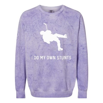 I Do My Own Stunts Hockey Funny Hockey Player Colorblast Crewneck Sweatshirt