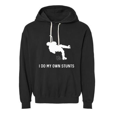 I Do My Own Stunts Hockey Funny Hockey Player Garment-Dyed Fleece Hoodie