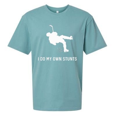 I Do My Own Stunts Hockey Funny Hockey Player Sueded Cloud Jersey T-Shirt