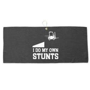 I do my own stunts funny forklift Large Microfiber Waffle Golf Towel