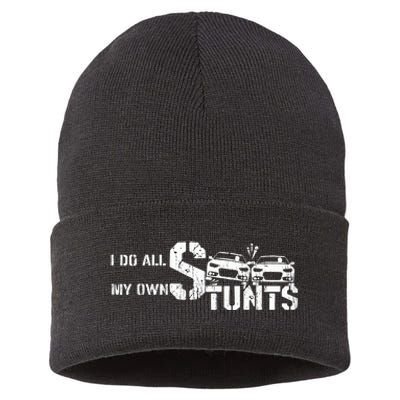 I Do My Own Stunts Cars Crash Funny Car Sustainable Knit Beanie