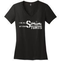 I Do My Own Stunts Cars Crash Funny Car Women's V-Neck T-Shirt