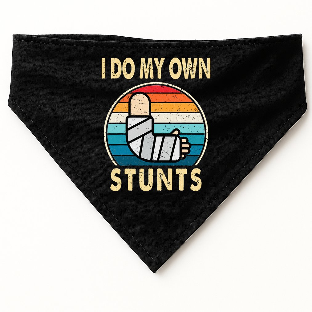 I Do My Own Stunts Broken Arm Injury Get Well Soon USA-Made Doggie Bandana