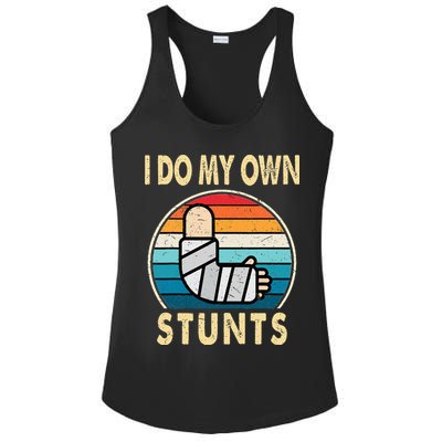 I Do My Own Stunts Broken Arm Injury Get Well Soon Ladies PosiCharge Competitor Racerback Tank