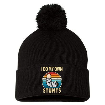 I Do My Own Stunts Broken Arm Injury Get Well Soon Pom Pom 12in Knit Beanie