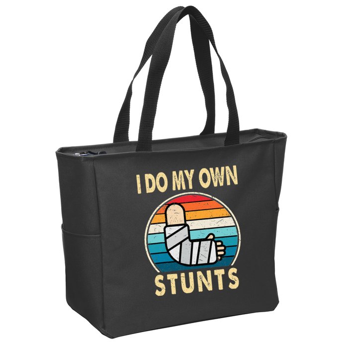 I Do My Own Stunts Broken Arm Injury Get Well Soon Zip Tote Bag