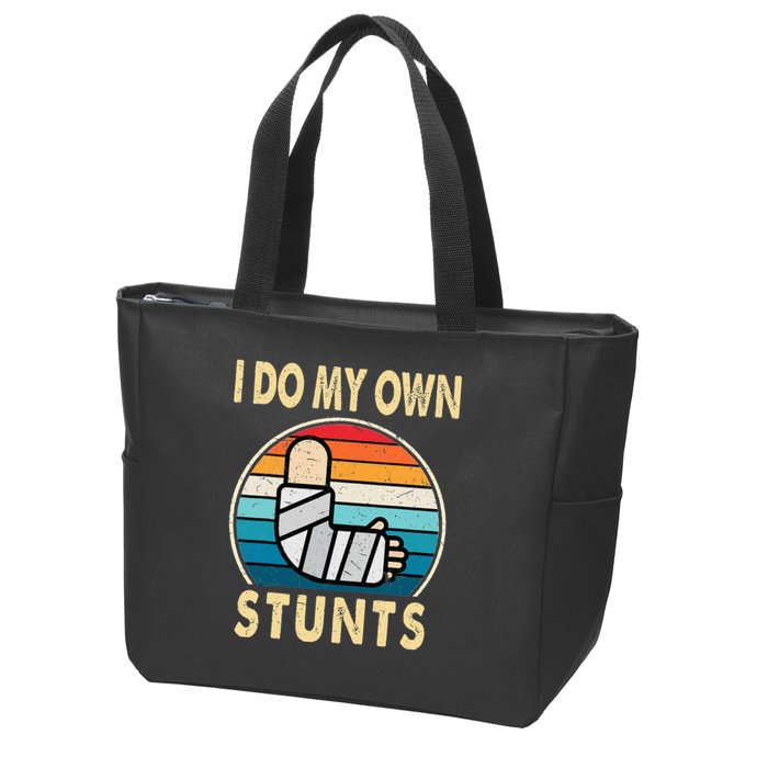 I Do My Own Stunts Broken Arm Injury Get Well Soon Zip Tote Bag