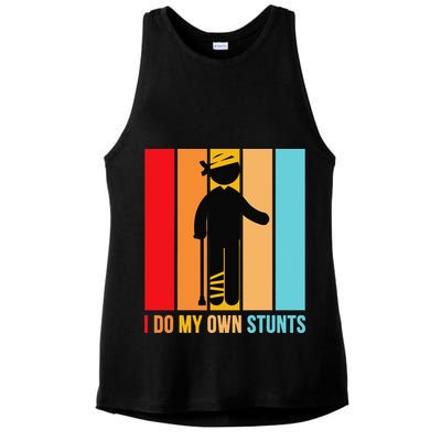 I Do My Own Stunts Get Well Gift Funny Injury Leg Head Retro Ladies PosiCharge Tri-Blend Wicking Tank