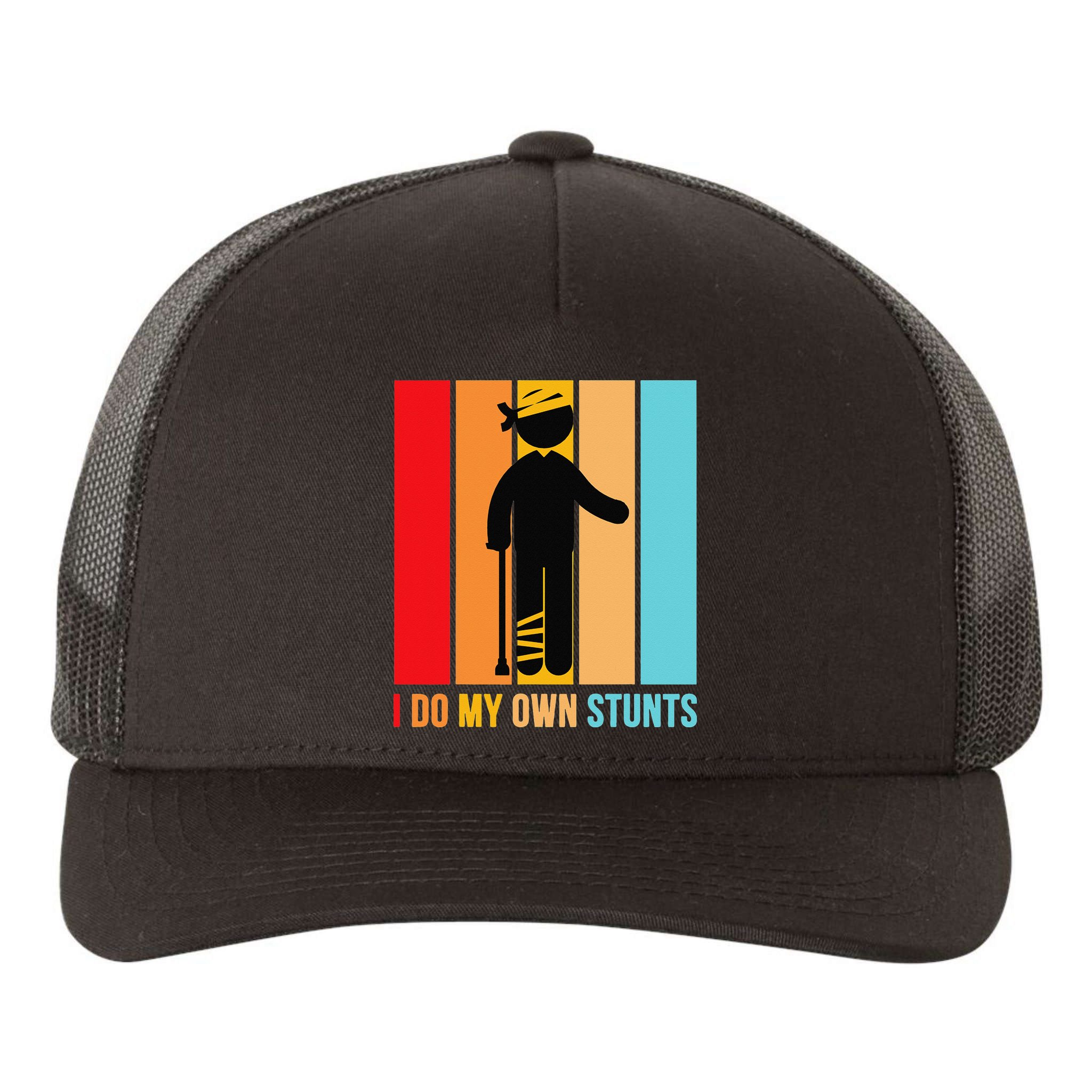 I Do My Own Stunts Get Well Gift Funny Injury Leg Head Retro Yupoong Adult 5-Panel Trucker Hat