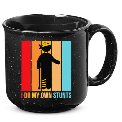 I Do My Own Stunts Get Well Gift Funny Injury Leg Head Retro 15oz Campfire Ceramic Mug