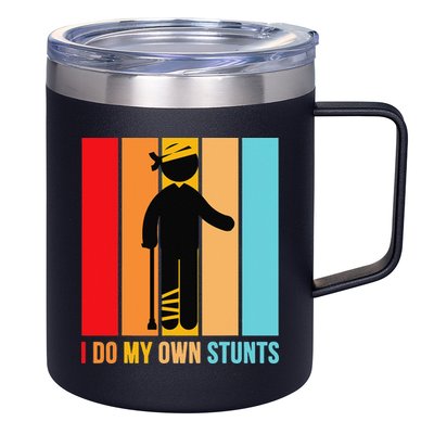 I Do My Own Stunts Get Well Gift Funny Injury Leg Head Retro 12oz Stainless Steel Coffee Mug