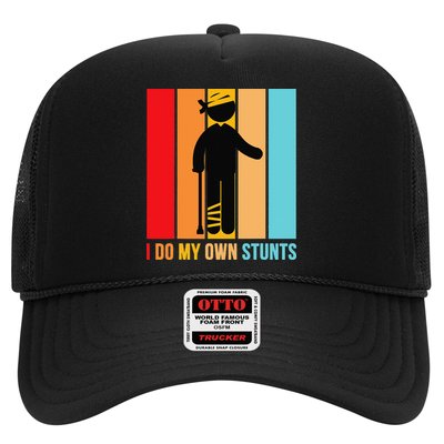 I Do My Own Stunts Get Well Gift Funny Injury Leg Head Retro Trucker Hat
