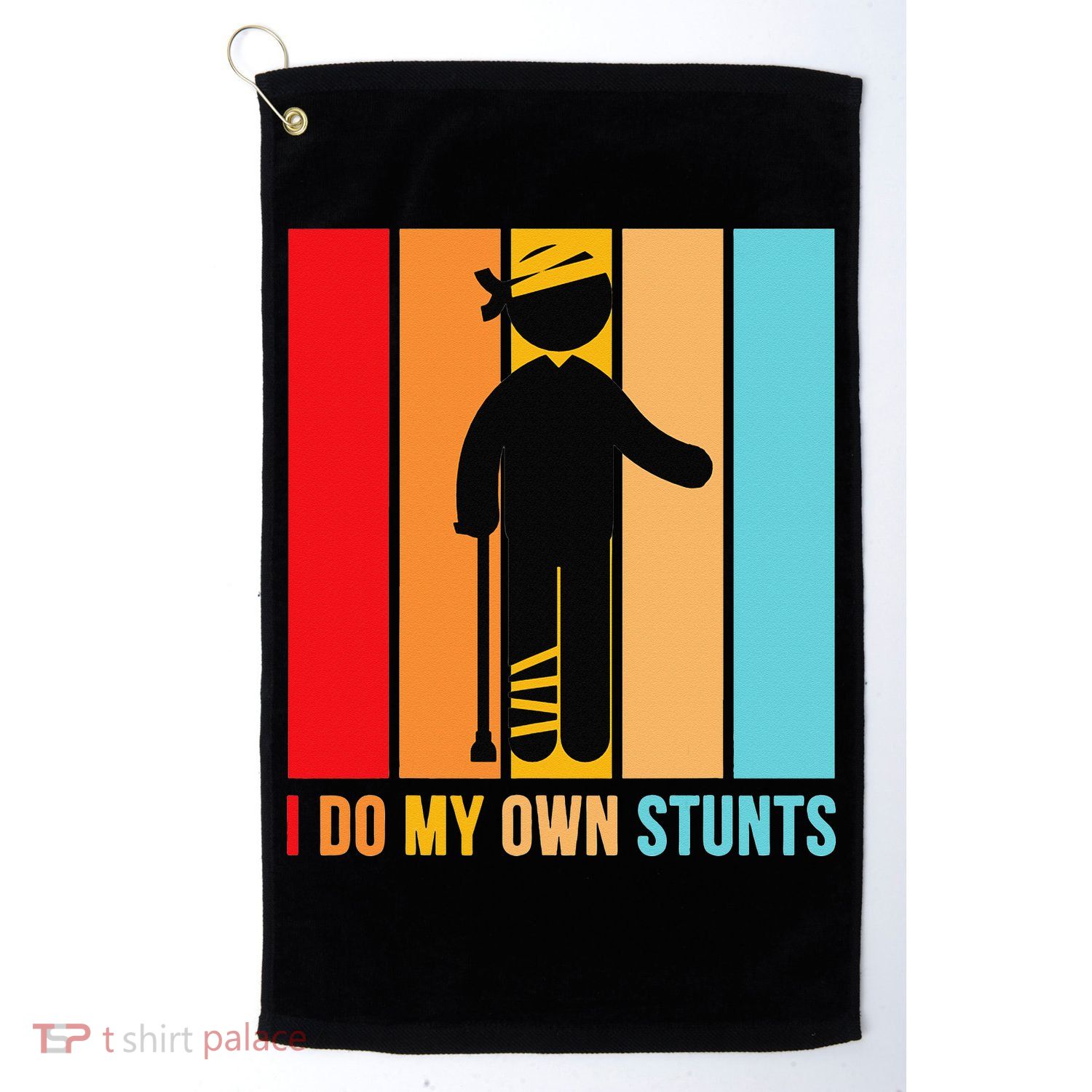 I Do My Own Stunts Get Well Gift Funny Injury Leg Head Retro Golf Towel