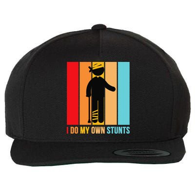 I Do My Own Stunts Get Well Gift Funny Injury Leg Head Retro Wool Snapback Cap