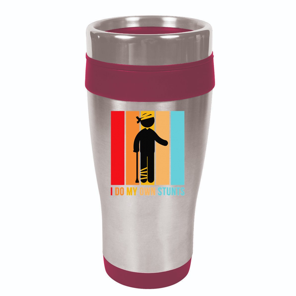 I Do My Own Stunts Get Well Gift Funny Injury Leg Head Retro 16oz Travel Tumbler