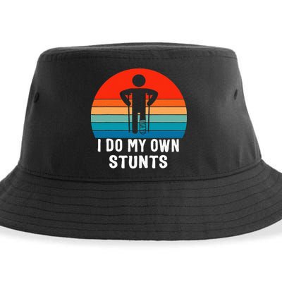 I Do My Own Stunts Get Well Gift Injury Leg Broken Arm Sustainable Bucket Hat
