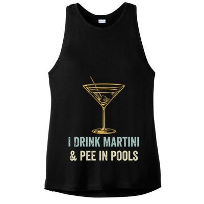 I Drink Martini and Pee In Pools Funny Pool Swimming Peeing Ladies PosiCharge Tri-Blend Wicking Tank
