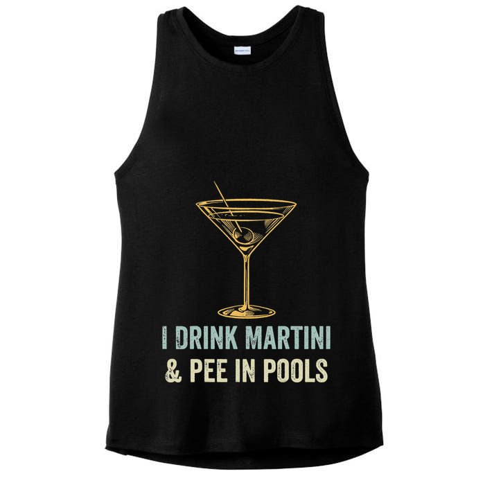 I Drink Martini and Pee In Pools Funny Pool Swimming Peeing Ladies PosiCharge Tri-Blend Wicking Tank