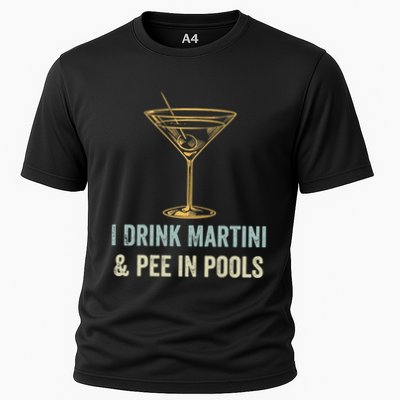 I Drink Martini and Pee In Pools Funny Pool Swimming Peeing Performance Shirt