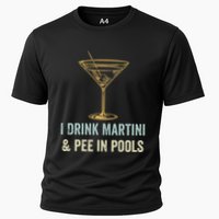 I Drink Martini and Pee In Pools Funny Pool Swimming Peeing Performance Shirt