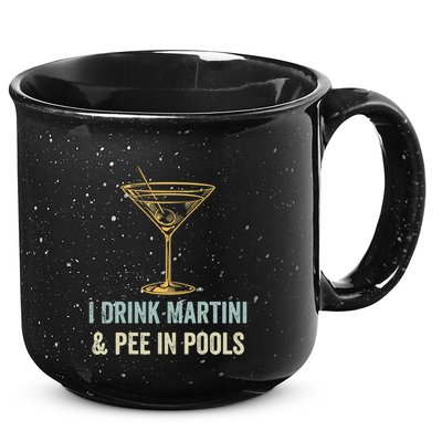 I Drink Martini and Pee In Pools Funny Pool Swimming Peeing 15oz Campfire Ceramic Mug