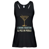I Drink Martini and Pee In Pools Funny Pool Swimming Peeing Ladies Essential Flowy Tank