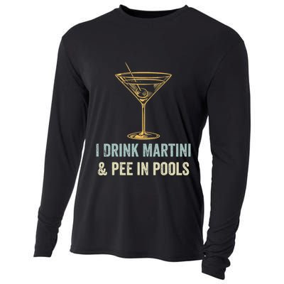 I Drink Martini and Pee In Pools Funny Pool Swimming Peeing Cooling Performance Long Sleeve Crew