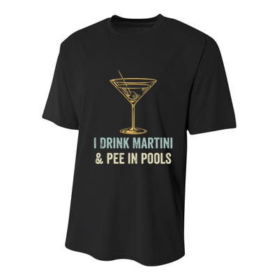 I Drink Martini and Pee In Pools Funny Pool Swimming Peeing Youth Performance Sprint T-Shirt