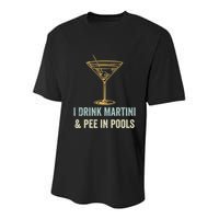 I Drink Martini and Pee In Pools Funny Pool Swimming Peeing Youth Performance Sprint T-Shirt