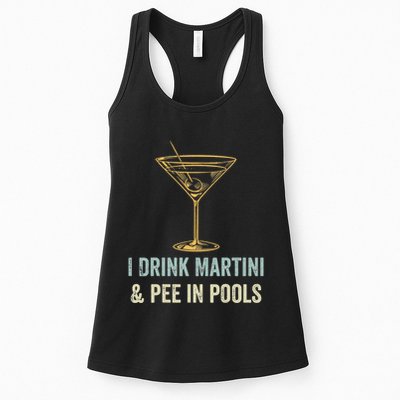 I Drink Martini and Pee In Pools Funny Pool Swimming Peeing Womens Tank Top