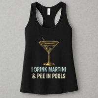 I Drink Martini and Pee In Pools Funny Pool Swimming Peeing Womens Tank Top