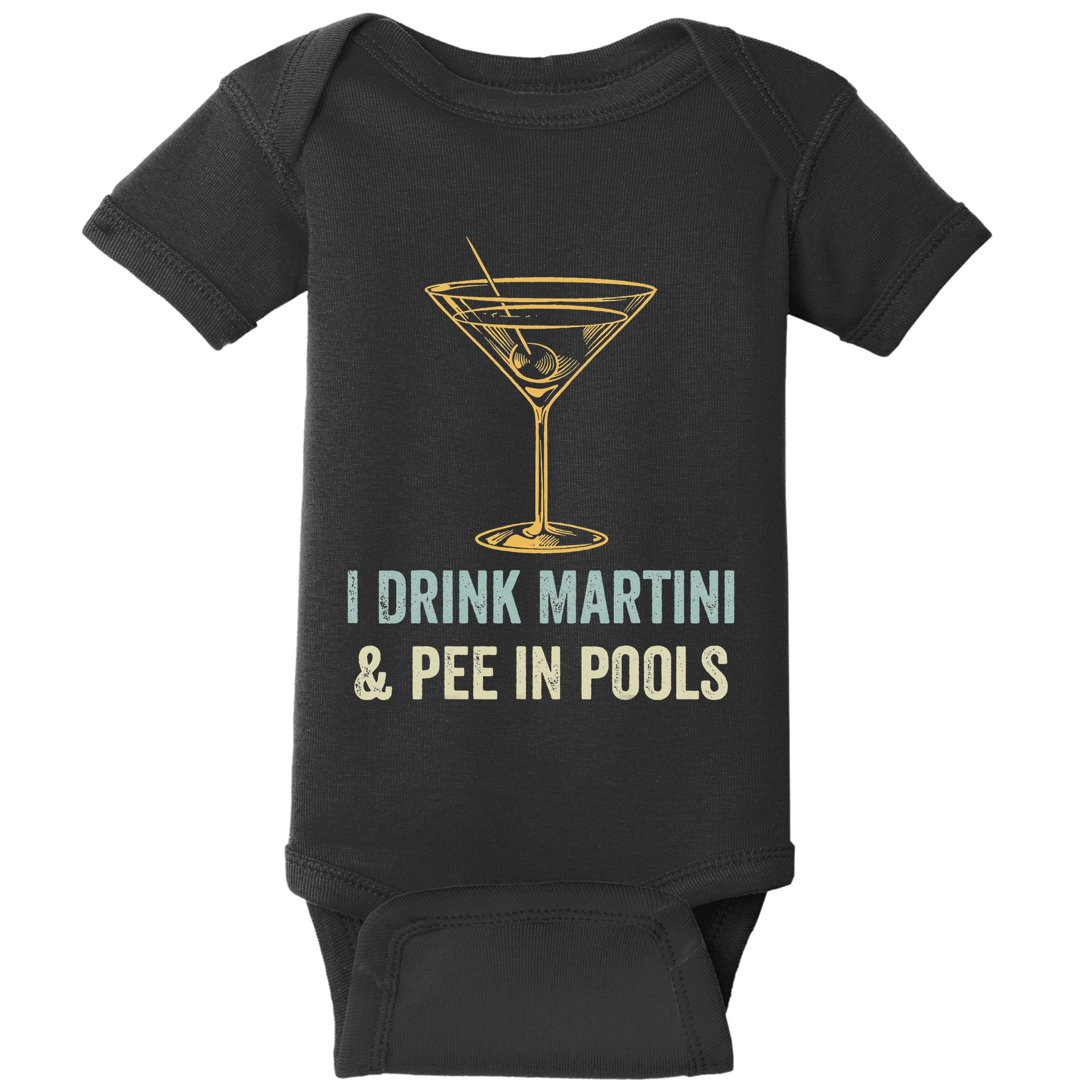 I Drink Martini and Pee In Pools Funny Pool Swimming Peeing Baby Bodysuit