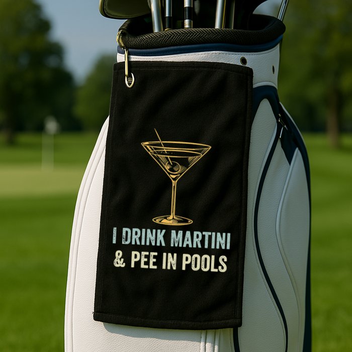 I Drink Martini and Pee In Pools Funny Pool Swimming Peeing Golf Towel
