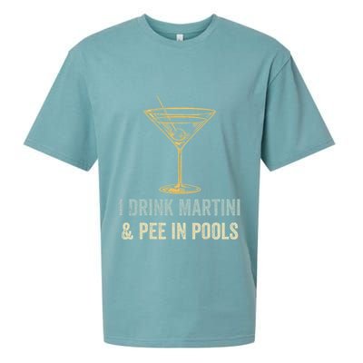 I Drink Martini and Pee In Pools Funny Pool Swimming Peeing Sueded Cloud Jersey T-Shirt