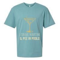 I Drink Martini and Pee In Pools Funny Pool Swimming Peeing Sueded Cloud Jersey T-Shirt