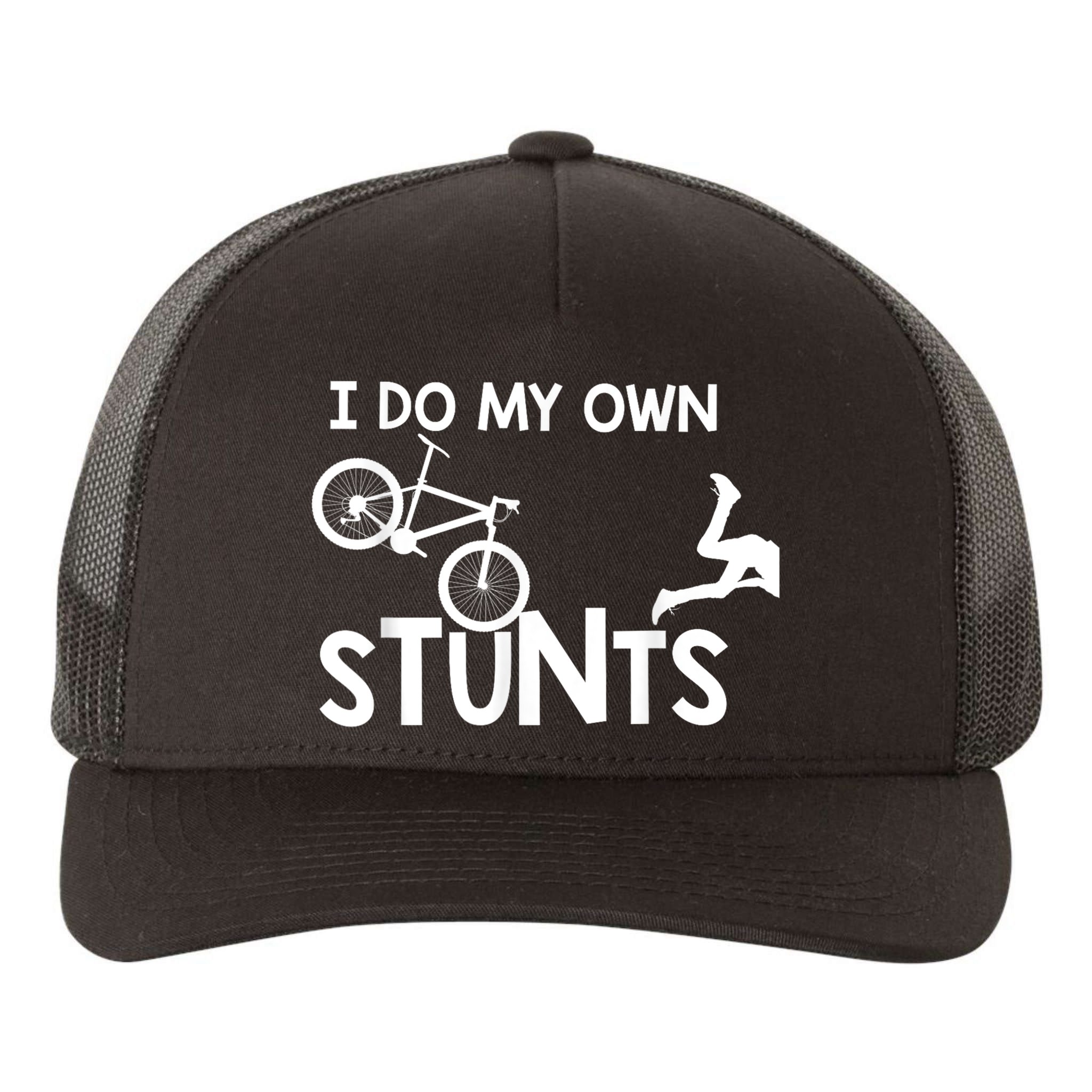 I Do My Own Stunts Funny Mountain Bike Biker Gift Yupoong Adult 5-Panel Trucker Hat